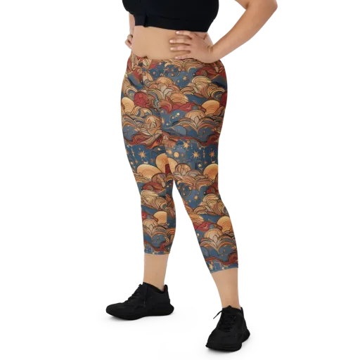 Celestial Shell Tide on a Capri Leggings