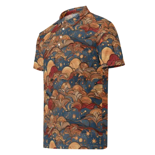 Celestial Shell Tide on a Men's Slim Fit Polo Shirt