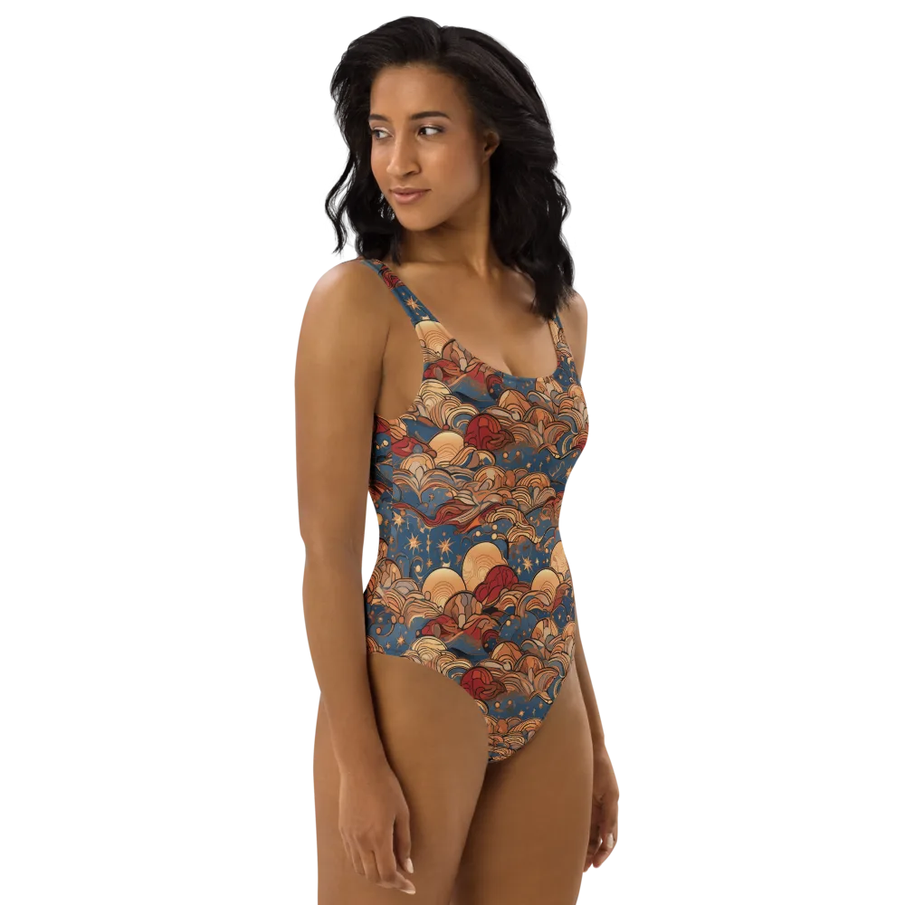 Celestial Shell Tide on One-Piece Swimsuit — Right