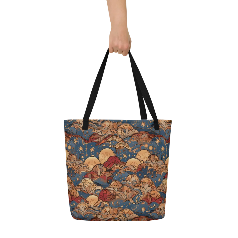 Celestial Shell Tide on Large Tote Bag W/ Pocket — Front