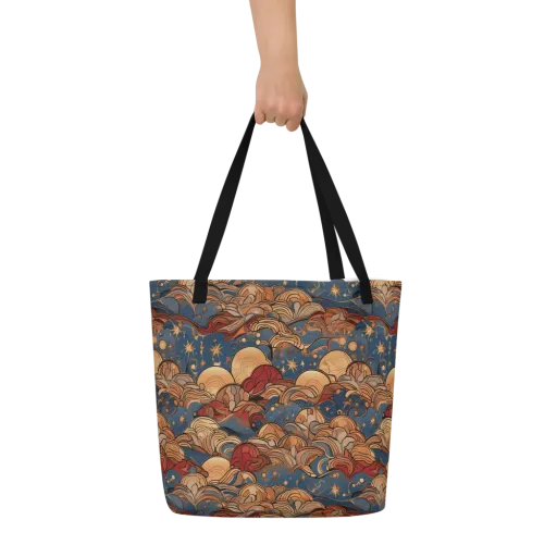 Celestial Shell Tide on a Large Tote Bag W/ Pocket