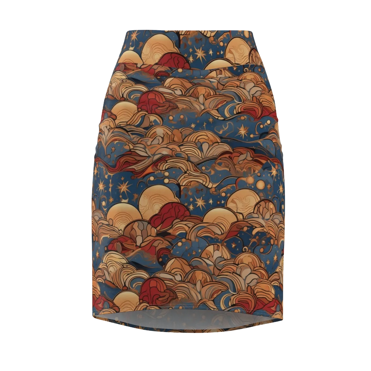 Celestial Shell Tide on Pencil Skirt — Front