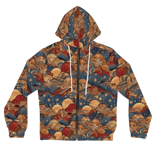 Celestial Shell Tide on a Women's Full-Zip Hoodie