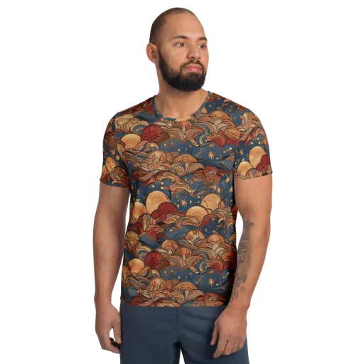 Celestial Shell Tide on a Men's Athletic T-Shirt