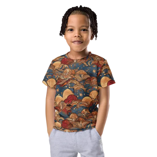 Celestial Shell Tide on a Kids Crew Neck T-Shirt