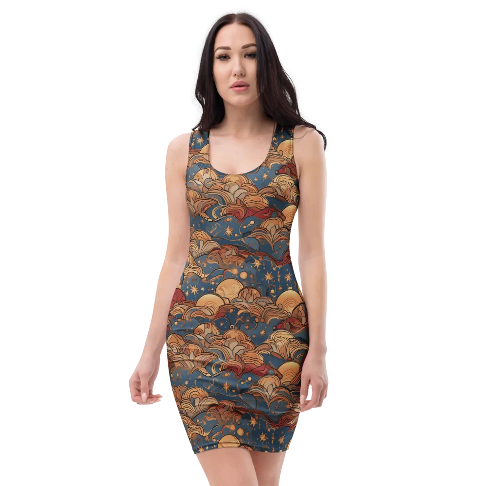 Celestial Shell Tide on Bodycon Dress — Front