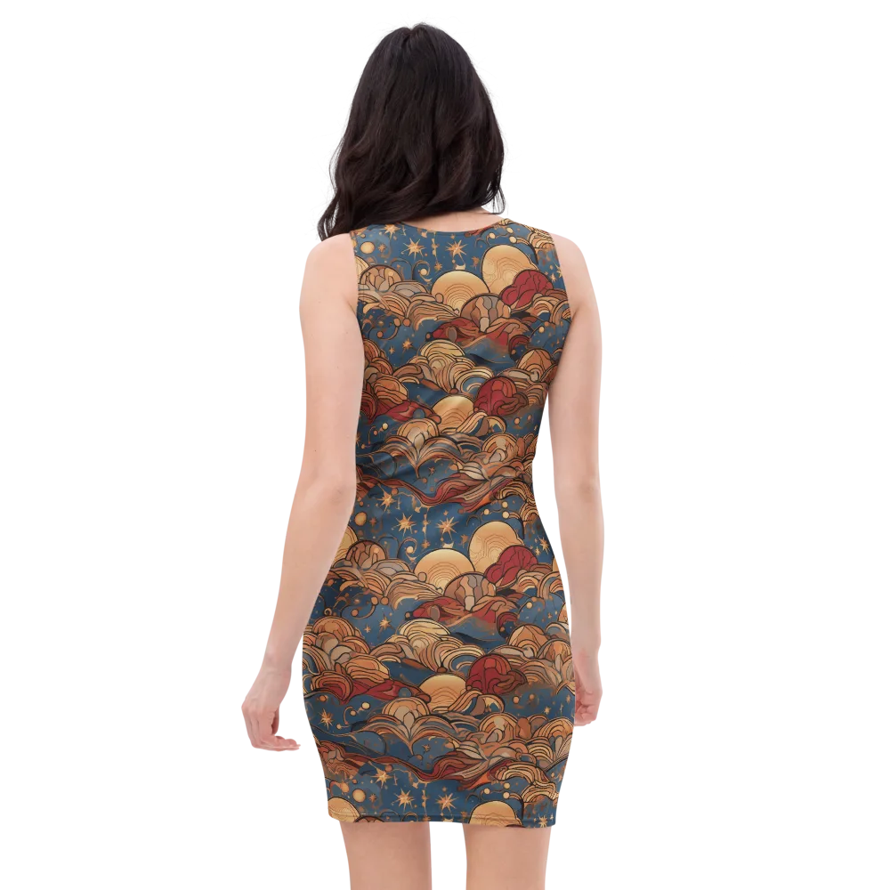Celestial Shell Tide on Bodycon Dress — Back