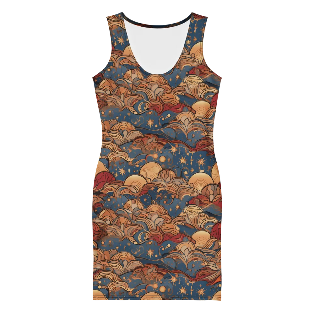 Celestial Shell Tide on Bodycon Dress — Front