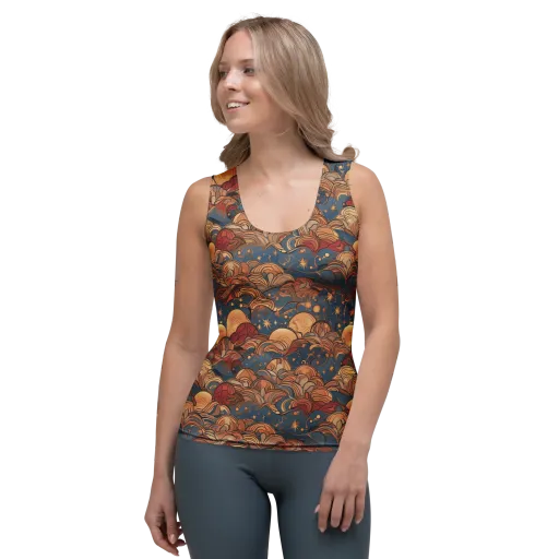 Celestial Shell Tide on a Women's Tank Top