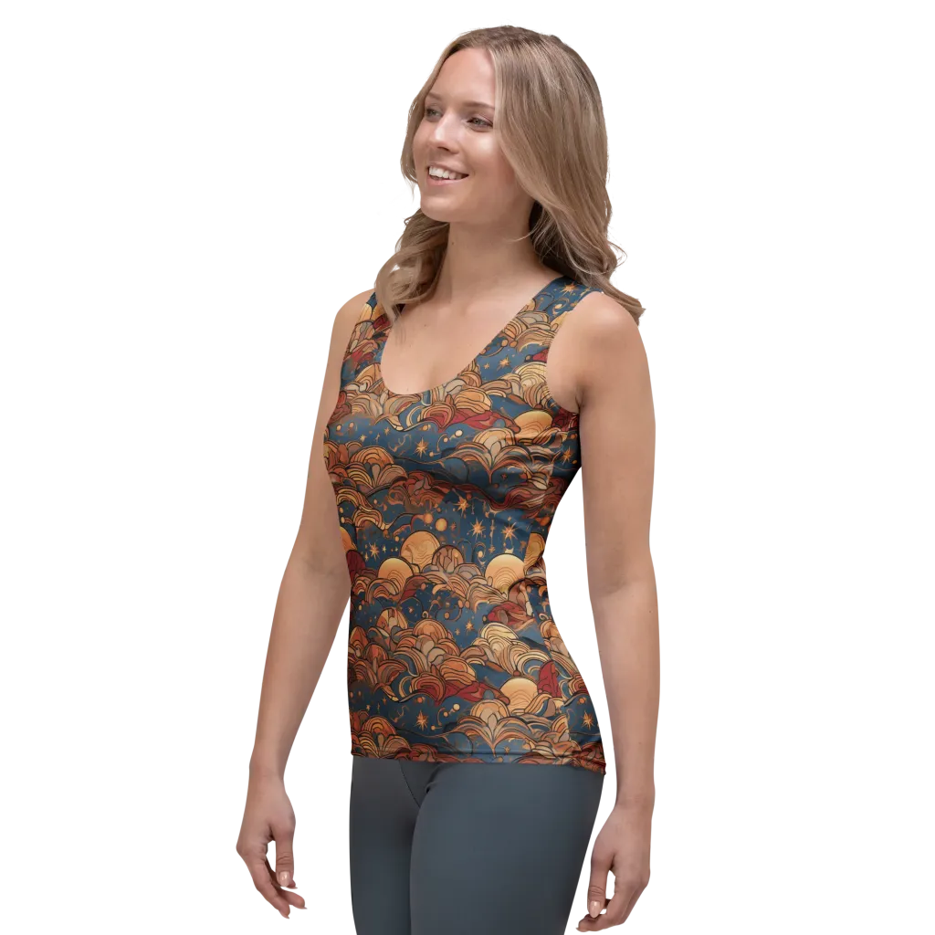 Celestial Shell Tide on Women's Tank Top — Left Front