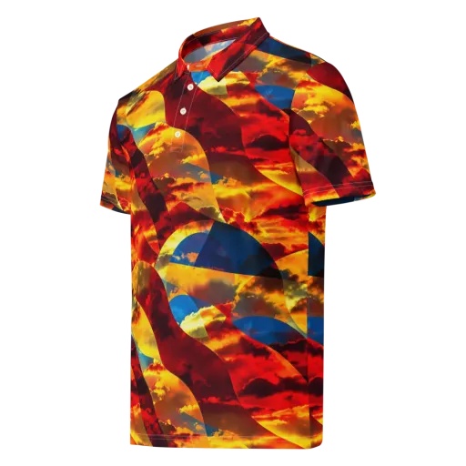 Sundown Kaleidoscope on a Men's Slim Fit Polo Shirt