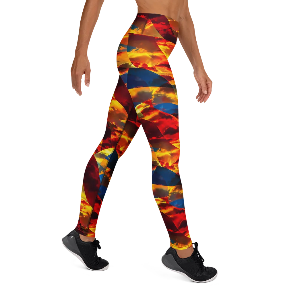 Sundown Kaleidoscope on Yoga Leggings — Right