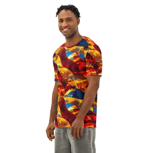 Sundown Kaleidoscope on a Men's Cotton Crew Neck T-Shirt