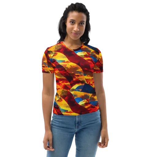 Sundown Kaleidoscope Women's Crew Neck T-Shirt on model