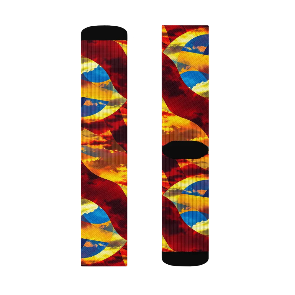 Sundown Kaleidoscope on Socks — Right Sock