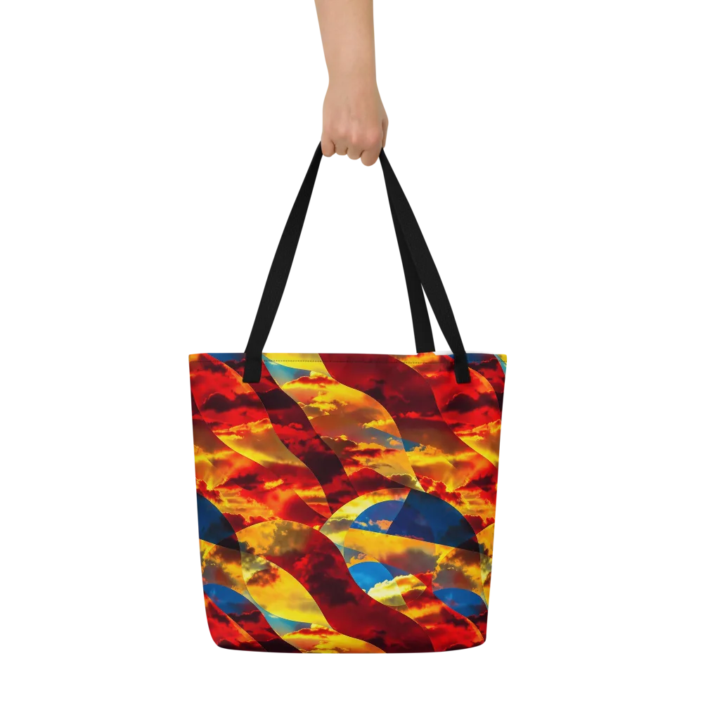 Sundown Kaleidoscope on Large Tote Bag W/ Pocket — Front