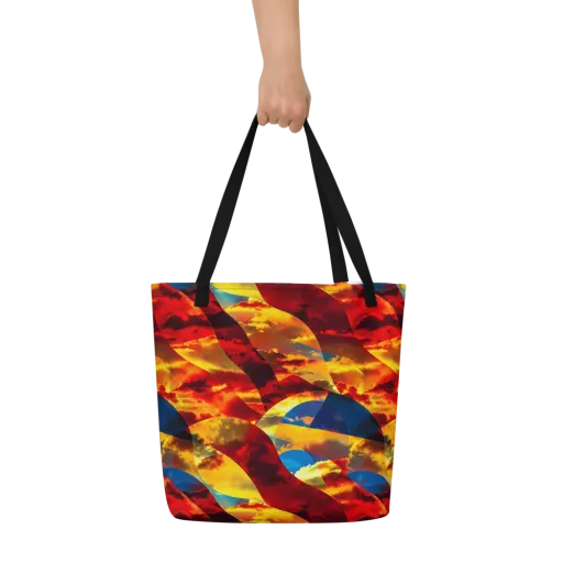 Sundown Kaleidoscope on a Large Tote Bag W/ Pocket