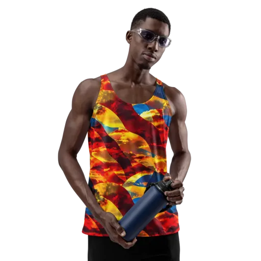 Sundown Kaleidoscope on a Men's Tank Top