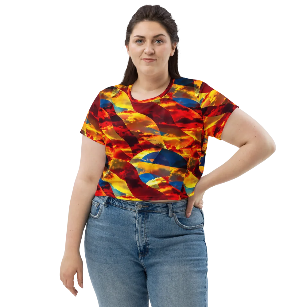 Sundown Kaleidoscope on Crop Tee — Front