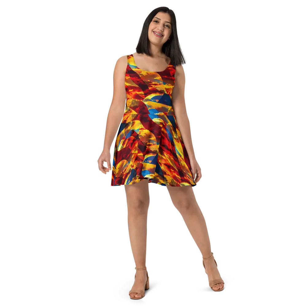 Sundown Kaleidoscope on Skater Dress — Front