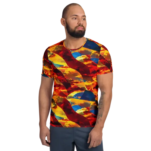 Sundown Kaleidoscope on a Men's Athletic T-Shirt