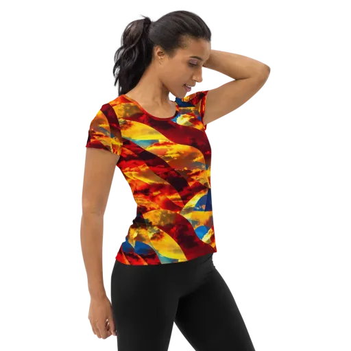 Sundown Kaleidoscope on a Women's Athletic T-Shirt