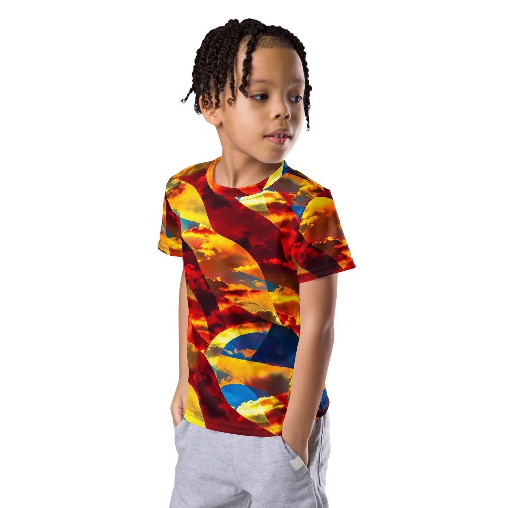 Sundown Kaleidoscope on Kids Crew Neck T-Shirt — Left Front