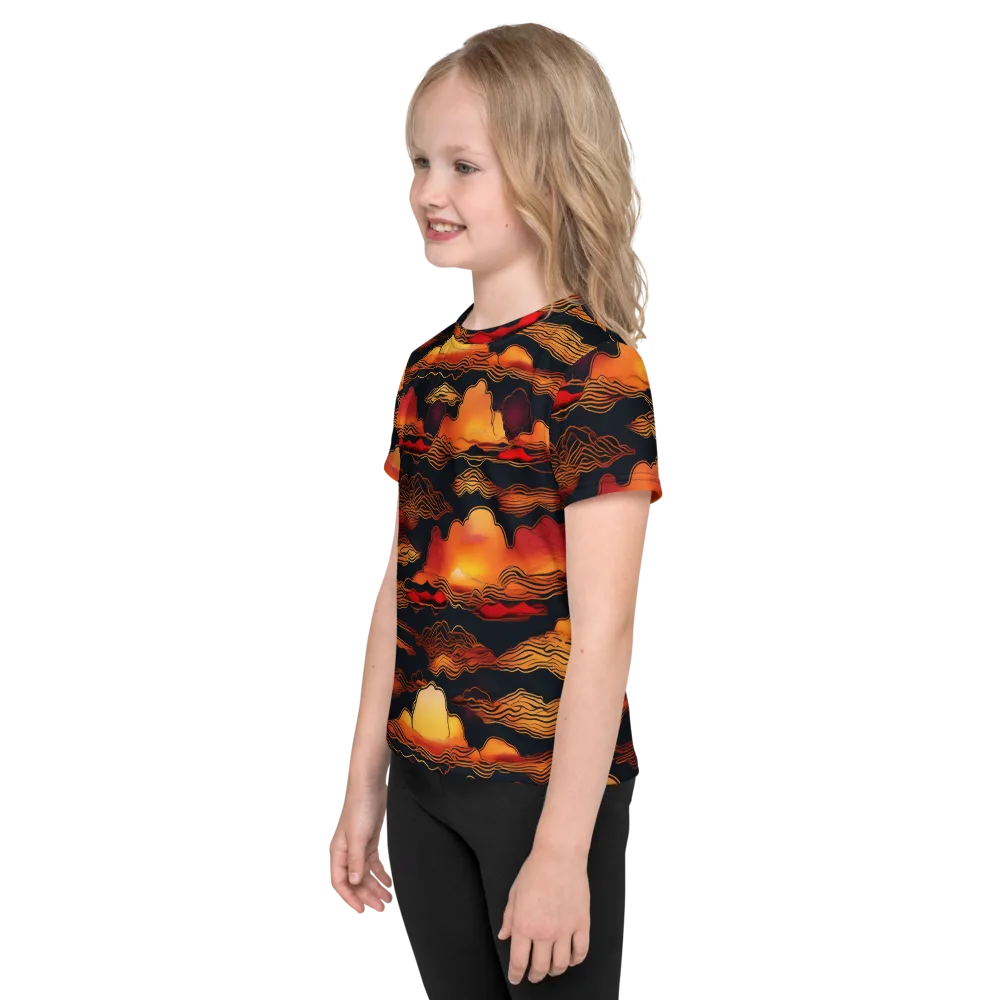 Ember Cloudline on Kids Crew Neck T-Shirt — Left