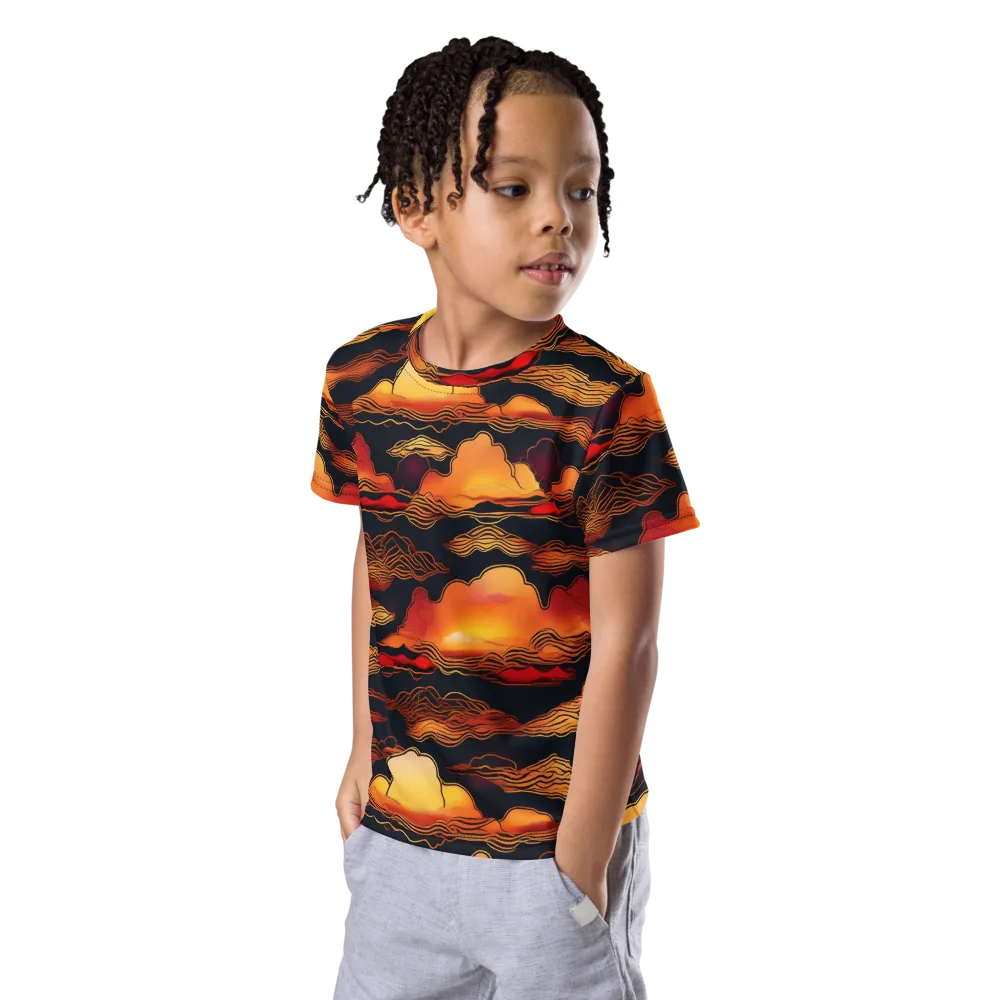 Ember Cloudline on Kids Crew Neck T-Shirt — Left Front