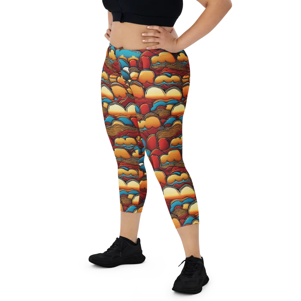 Sunset Topography on Capri Leggings — Front