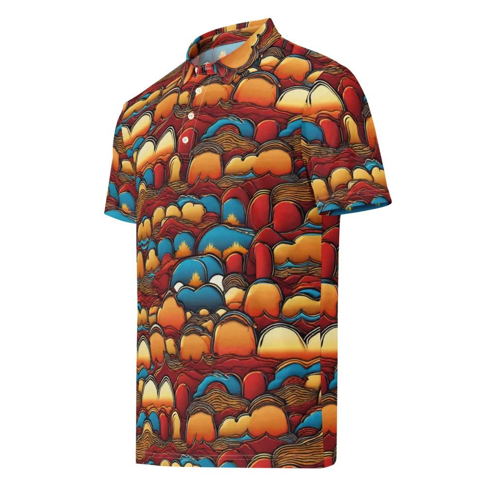 Sunset Topography on Men's Slim Fit Polo Shirt — Left Front