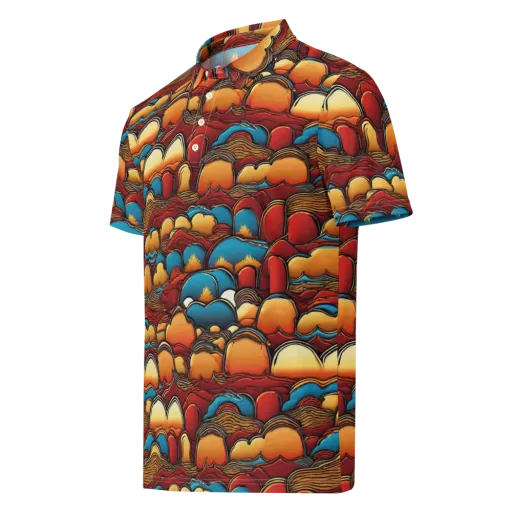 Sunset Topography on a Men's Slim Fit Polo Shirt