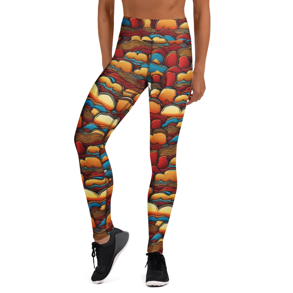 Sunset Topography on Yoga Leggings — Front