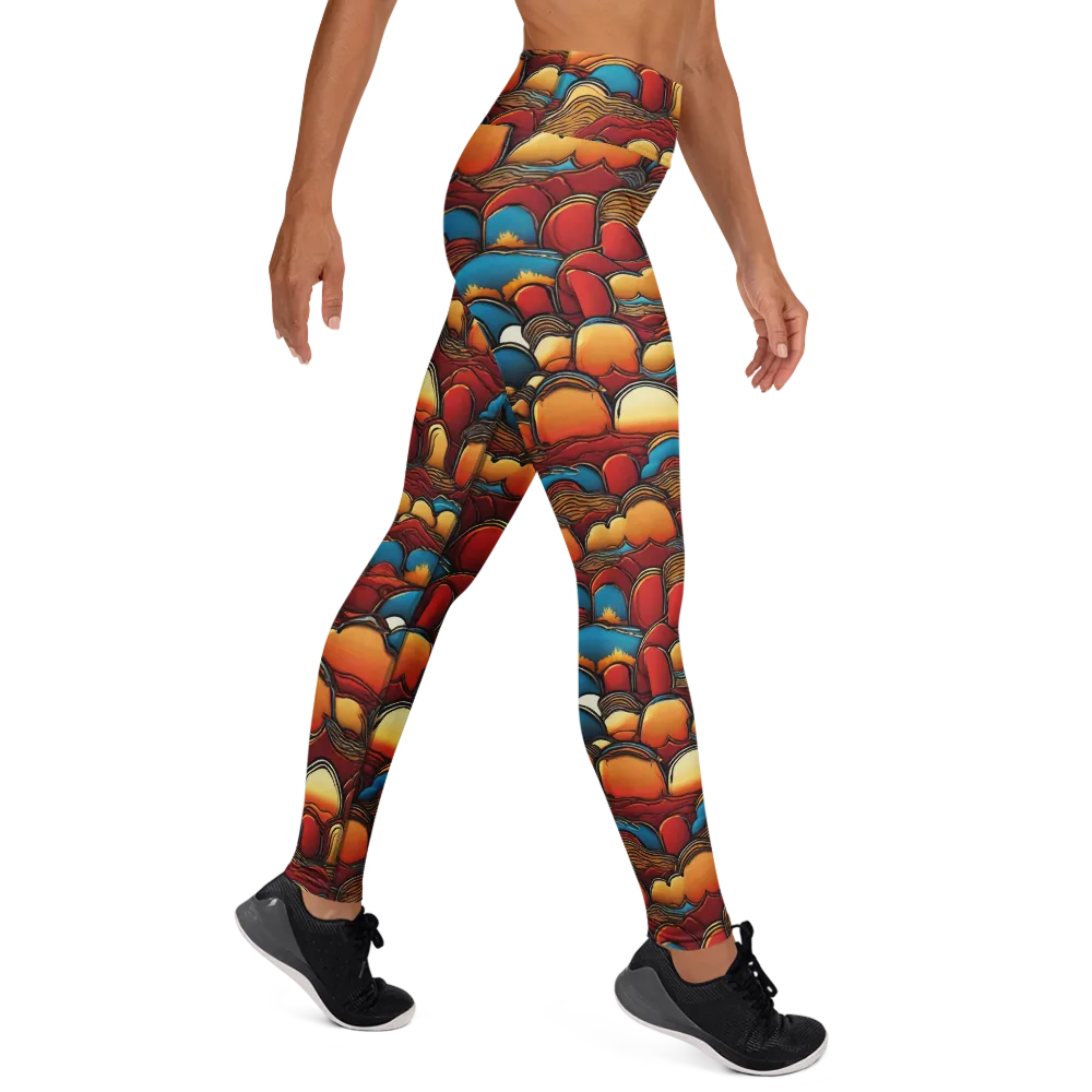Sunset Topography on Yoga Leggings — Right