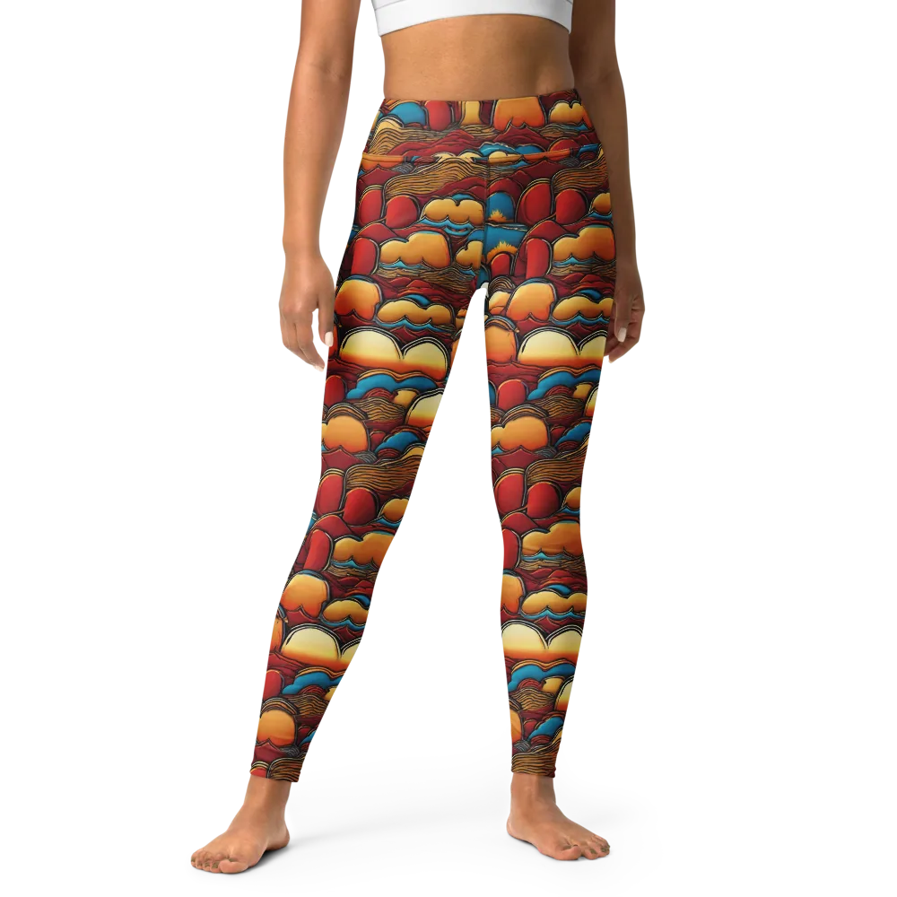 Sunset Topography on Yoga Leggings — Front