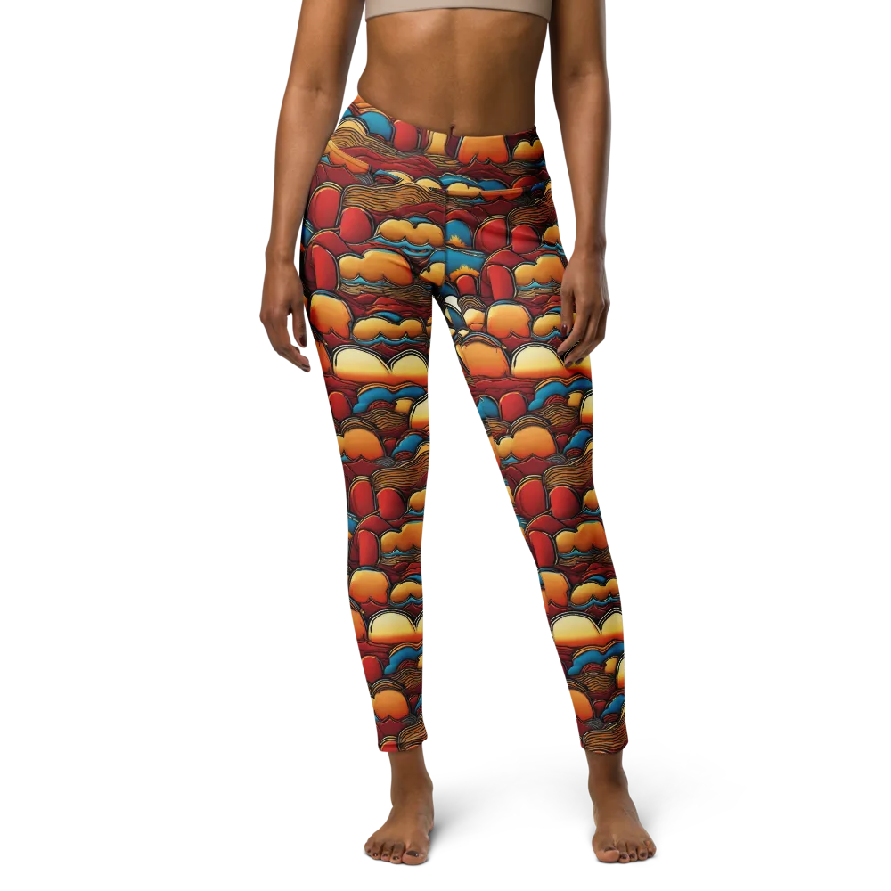 Sunset Topography on Yoga Leggings — Front