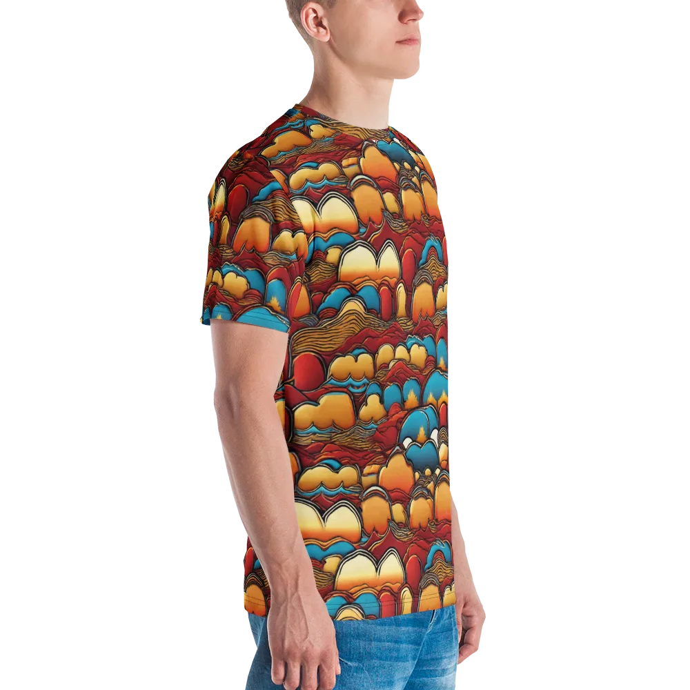 Sunset Topography on Men's Crew Neck T-Shirt — Right