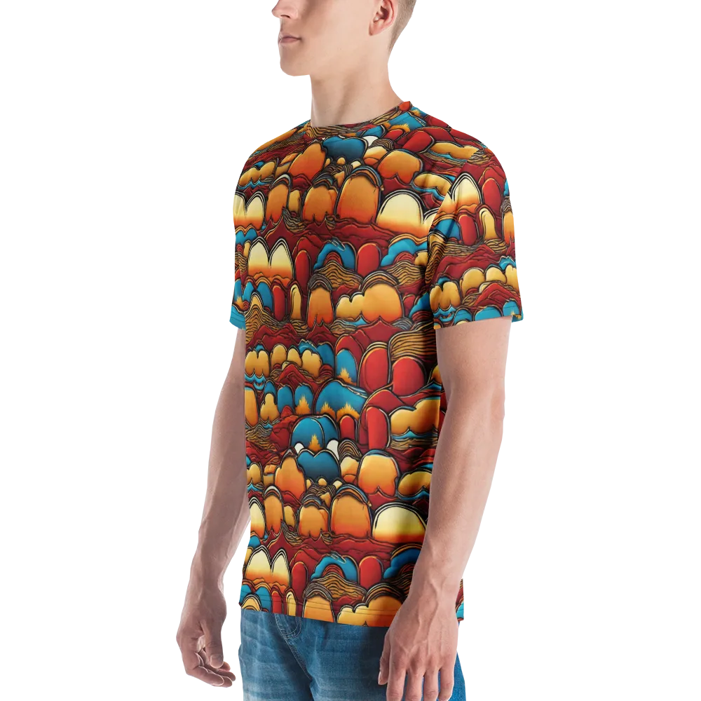 Sunset Topography on Men's Crew Neck T-Shirt — Left
