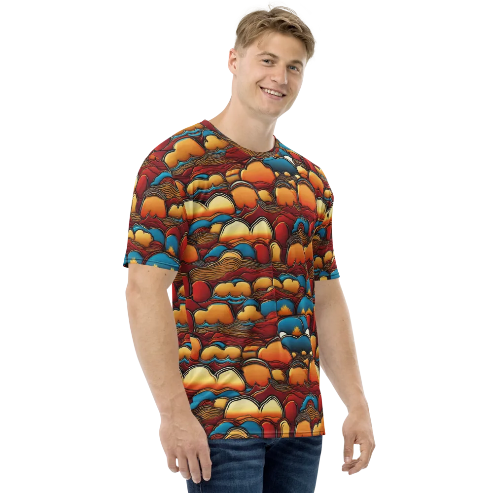 Sunset Topography on Men's Crew Neck T-Shirt — Right