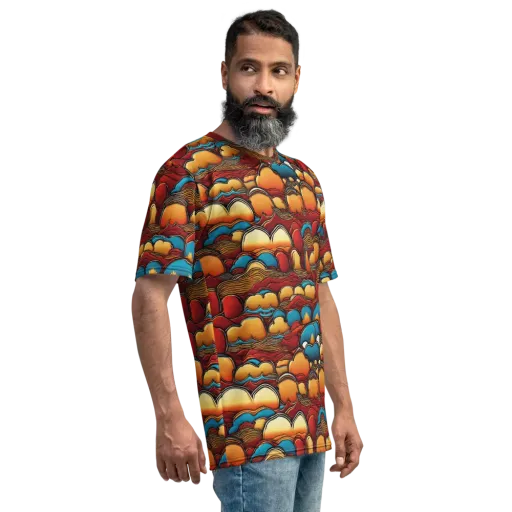 Sunset Topography on a Men's Crew Neck T-Shirt