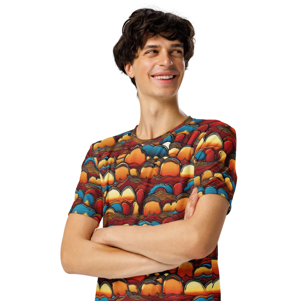 Sunset Topography on Men's Crew Neck T-Shirt — Left Front