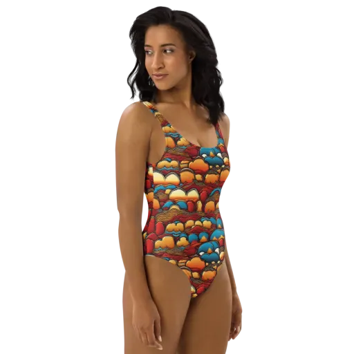 Sunset Topography on a One-Piece Swimsuit