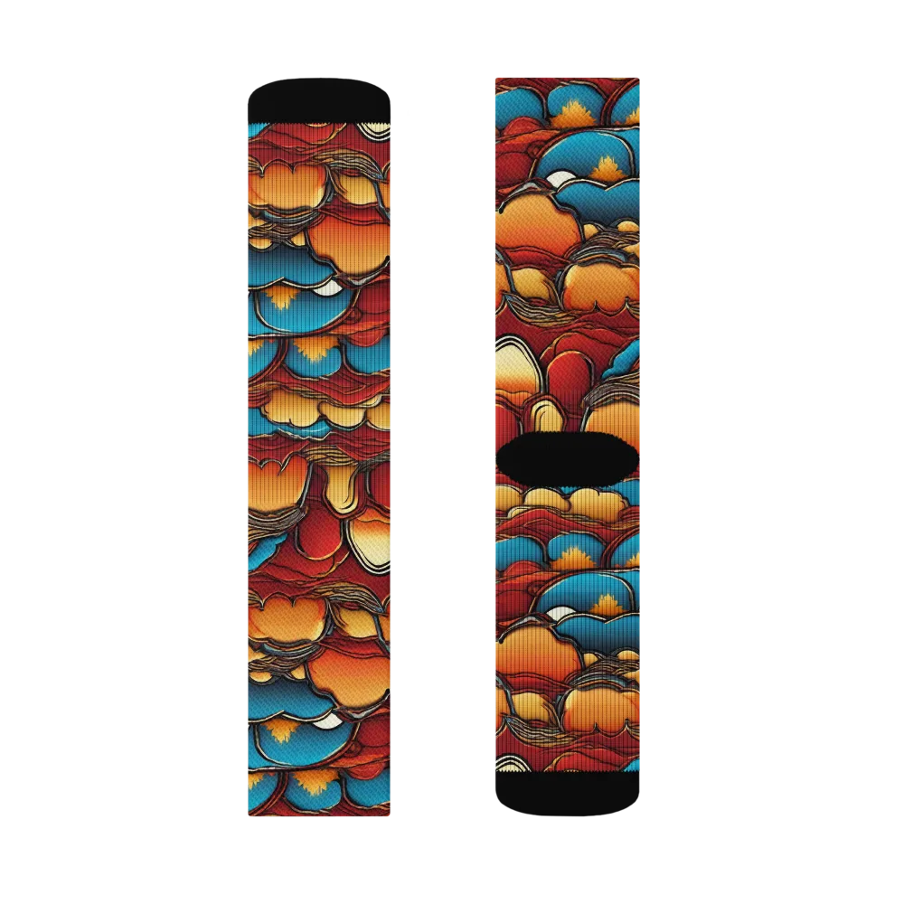 Sunset Topography on Socks — Left Sock