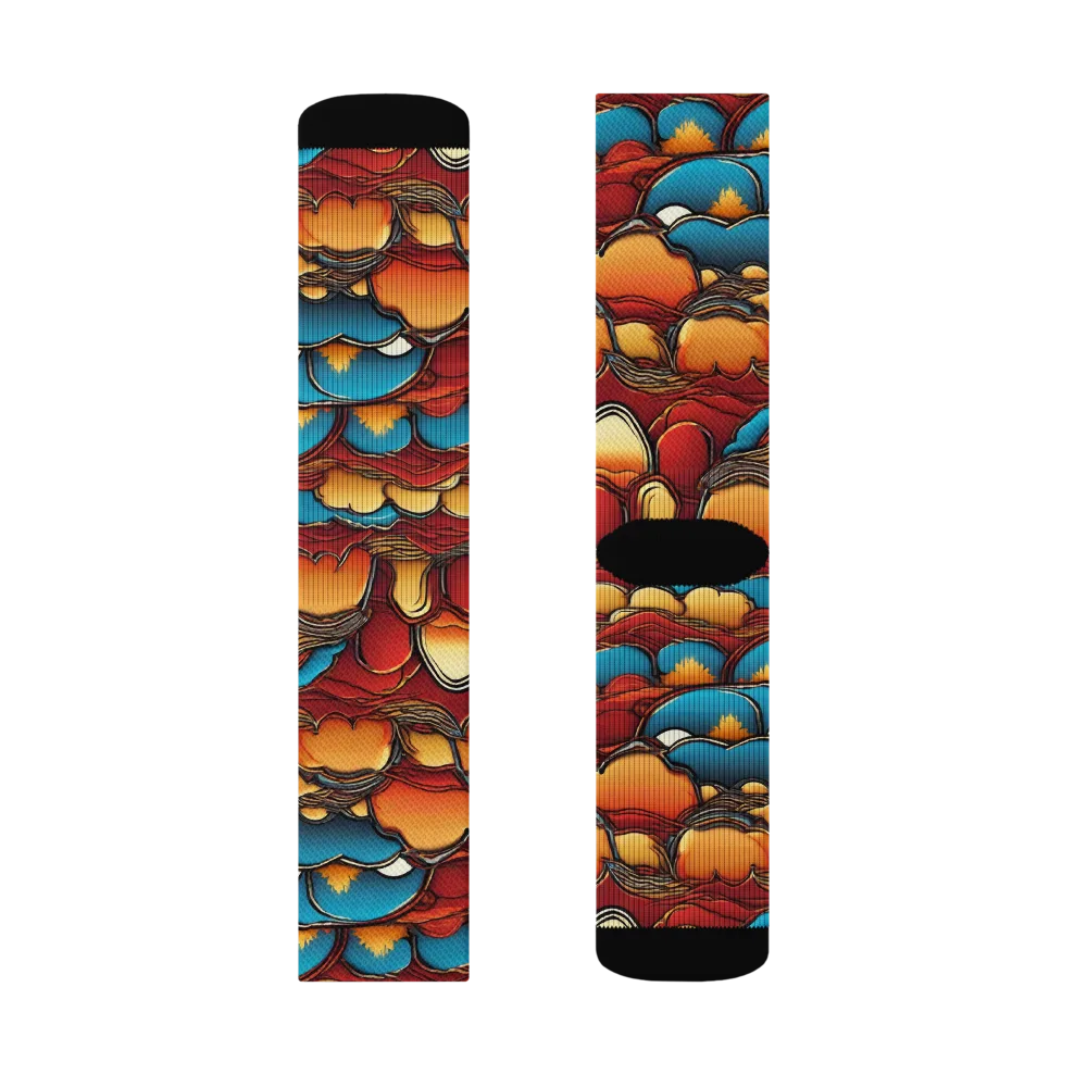 Sunset Topography on Socks — Right Sock