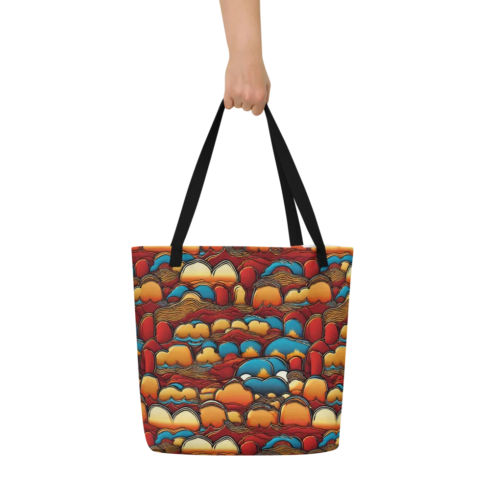 Sunset Topography on Large Tote Bag W/ Pocket — Front