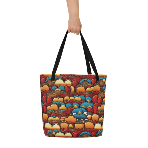 Sunset Topography on a Large Tote Bag W/ Pocket