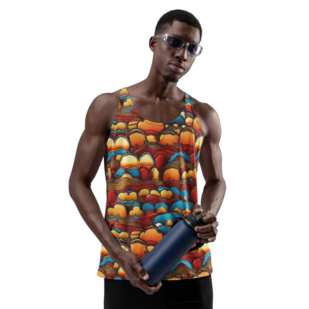 Sunset Topography on Men's Tank Top — Front