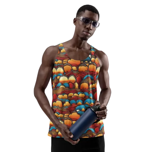 Sunset Topography on a Men's Tank Top
