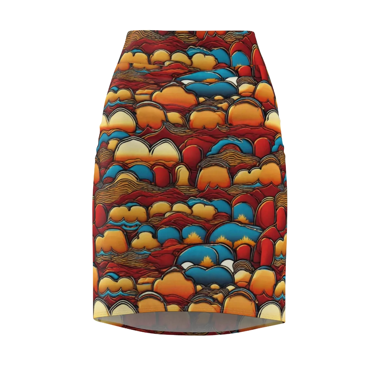 Sunset Topography on Pencil Skirt — Front