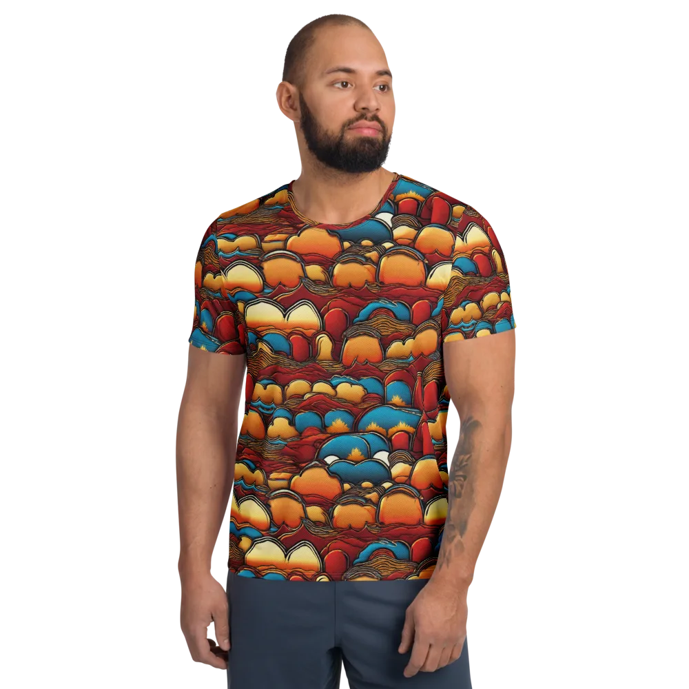 Sunset Topography on Men's Athletic T-Shirt — Front